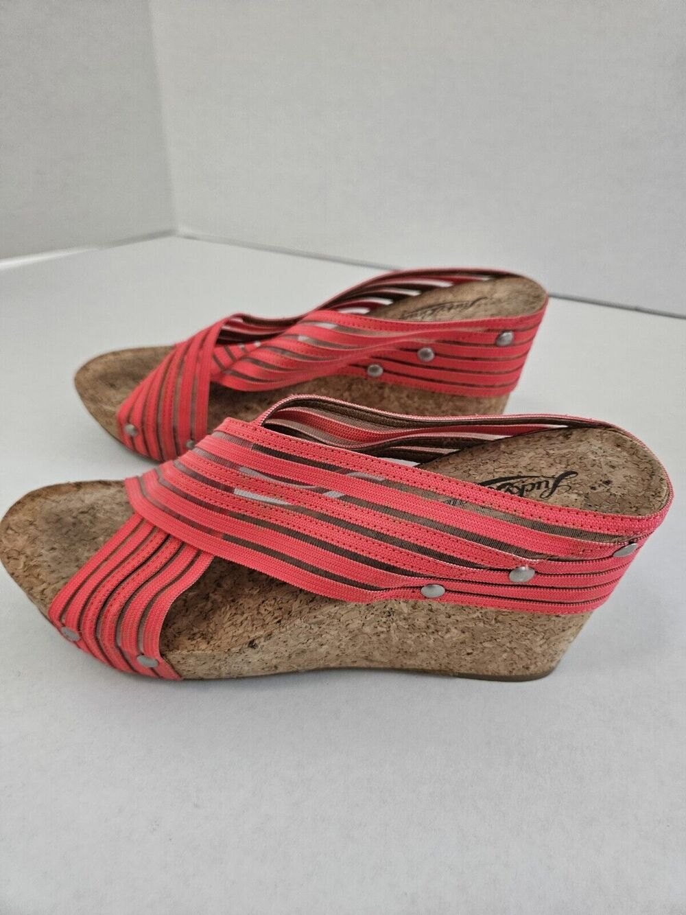 Lucky Brand Miller2 Coral Slip On Cork Wedge Sandals Size 8.5